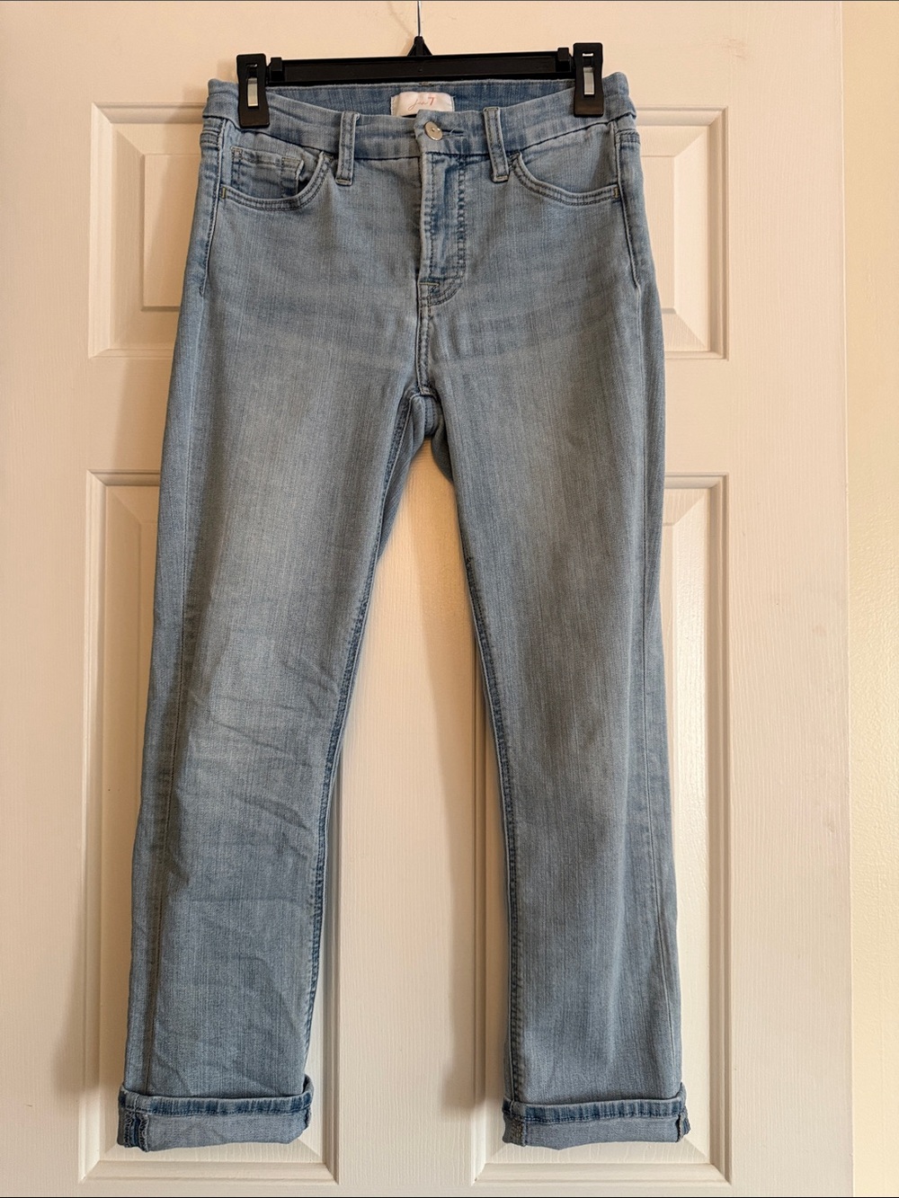 Jen7 by 7 for all mankind Light Wash Straight Leg crop & roll jeans